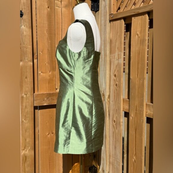 🆕 CULT GAIA 🧿 NWOT Marizia Silk-Dupioni Mini Dress, Calla Lilly Green Sz US 6 - Picture 5 of 16